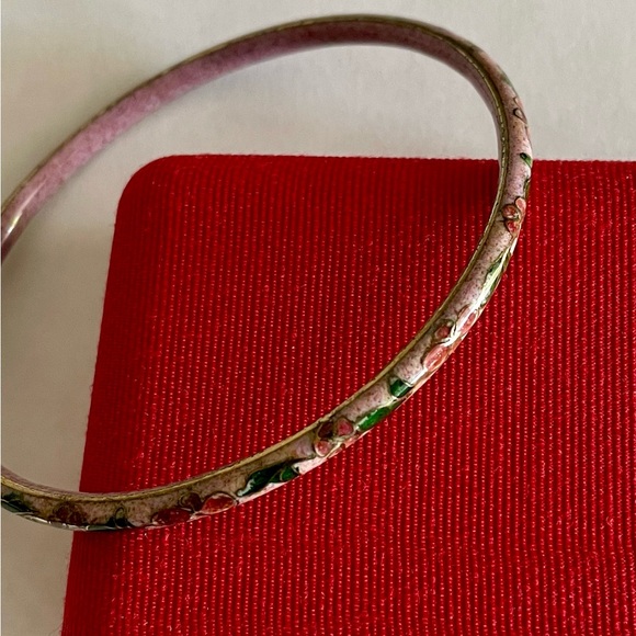 Sweet Pink Vintage Cloisonne Bangle Bracelet - Picture 5 of 5